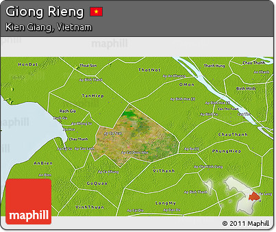 Satellite 3D Map of Giong Rieng, physical outside