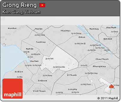 Silver Style 3D Map of Giong Rieng