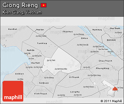 Silver Style 3D Map of Giong Rieng