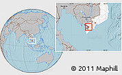 Gray Location Map of Giong Rieng, highlighted country, highlighted parent region, hill shading