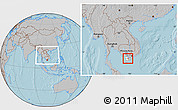 Gray Location Map of Giong Rieng, highlighted parent region, within the entire country, hill shading