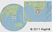 Savanna Style Location Map of Giong Rieng, highlighted parent region, hill shading