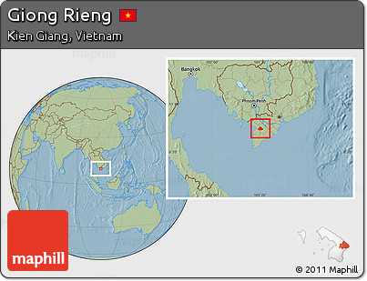 Savanna Style Location Map of Giong Rieng, hill shading