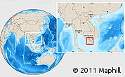 Shaded Relief Location Map of Giong Rieng, within the entire country