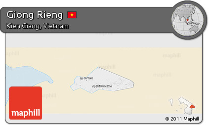 Classic Style Panoramic Map of Giong Rieng, single color outside