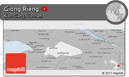 Gray Panoramic Map of Giong Rieng