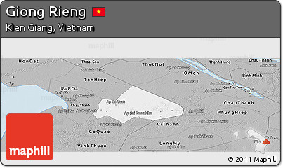 Gray Panoramic Map of Giong Rieng