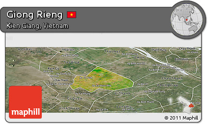 Satellite Panoramic Map of Giong Rieng, semi-desaturated