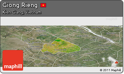 Satellite Panoramic Map of Giong Rieng, semi-desaturated