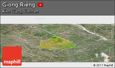 Satellite Panoramic Map of Giong Rieng, semi-desaturated