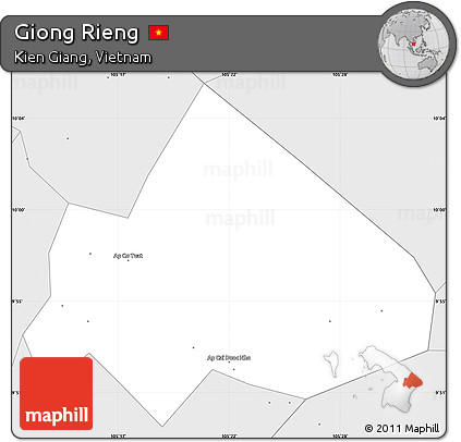 Silver Style Simple Map of Giong Rieng