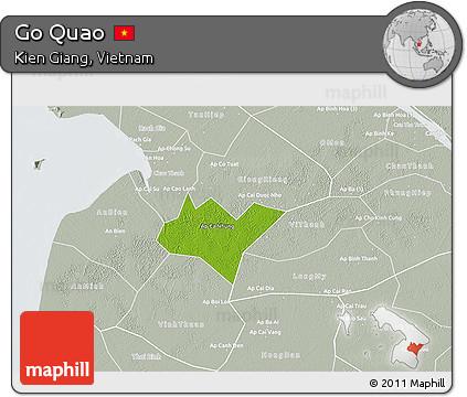 Physical 3D Map of Go Quao, lighten, semi-desaturated