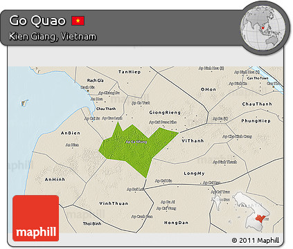 Physical 3D Map of Go Quao, shaded relief outside