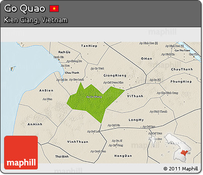 Physical 3D Map of Go Quao, shaded relief outside