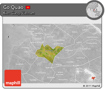 Satellite 3D Map of Go Quao, lighten, desaturated