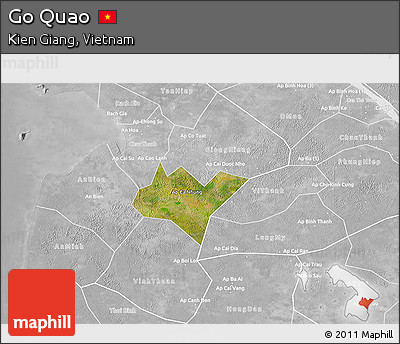 Satellite 3D Map of Go Quao, lighten, desaturated