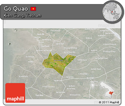 Satellite 3D Map of Go Quao, lighten, semi-desaturated