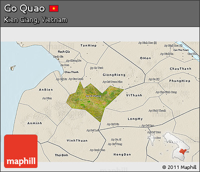Satellite 3D Map of Go Quao, shaded relief outside