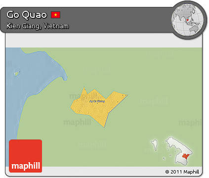 Savanna Style 3D Map of Go Quao, single color outside