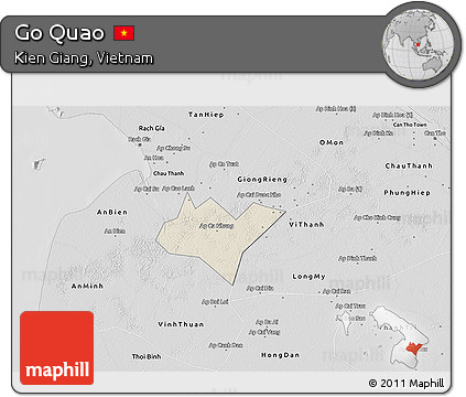 Shaded Relief 3D Map of Go Quao, desaturated