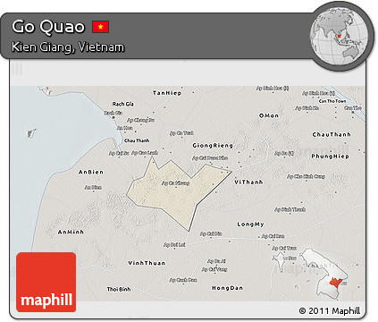 Shaded Relief 3D Map of Go Quao, semi-desaturated
