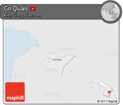 Silver Style 3D Map of Go Quao, single color outside