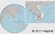 Gray Location Map of Go Quao, highlighted country, highlighted parent region, within the entire country, hill shading