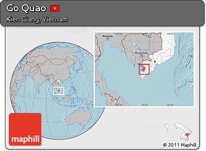 Gray Location Map of Go Quao, highlighted country, highlighted parent region, hill shading