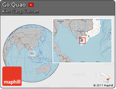 Gray Location Map of Go Quao, highlighted country, highlighted parent region, hill shading