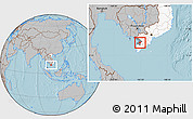 Gray Location Map of Go Quao, highlighted country, highlighted parent region, hill shading