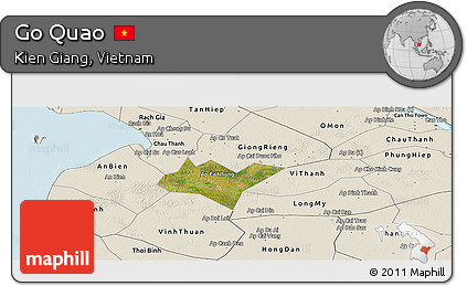 Satellite Panoramic Map of Go Quao, shaded relief outside