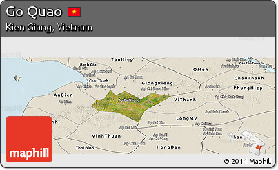 Satellite Panoramic Map of Go Quao, shaded relief outside