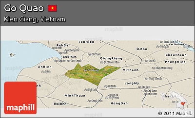 Satellite Panoramic Map of Go Quao, shaded relief outside