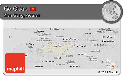 Shaded Relief Panoramic Map of Go Quao, desaturated