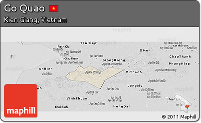 Shaded Relief Panoramic Map of Go Quao, desaturated