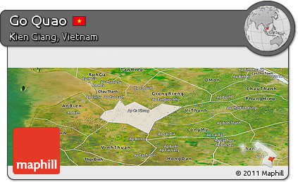 Shaded Relief Panoramic Map of Go Quao, satellite outside