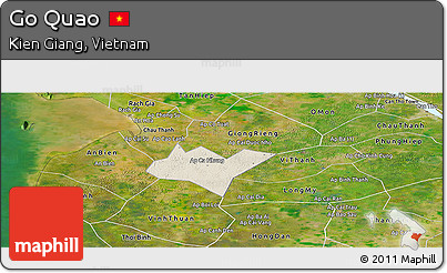 Shaded Relief Panoramic Map of Go Quao, satellite outside