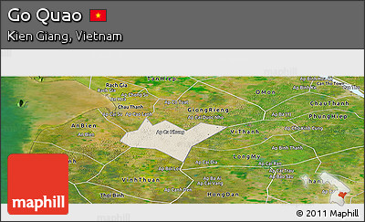 Shaded Relief Panoramic Map of Go Quao, satellite outside