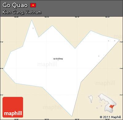 Classic Style Simple Map of Go Quao, single color outside
