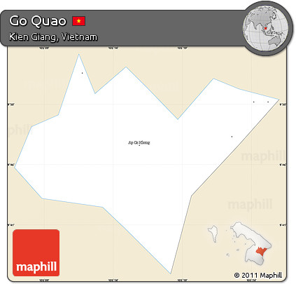 Classic Style Simple Map of Go Quao, single color outside