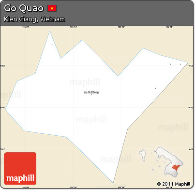 Classic Style Simple Map of Go Quao, single color outside