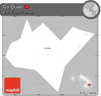 Gray Simple Map of Go Quao, single color outside