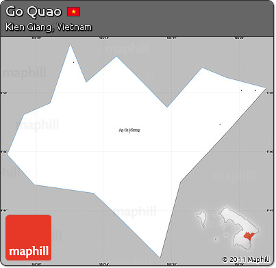 Gray Simple Map of Go Quao, single color outside