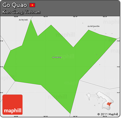 Political Simple Map of Go Quao, single color outside, borders and labels