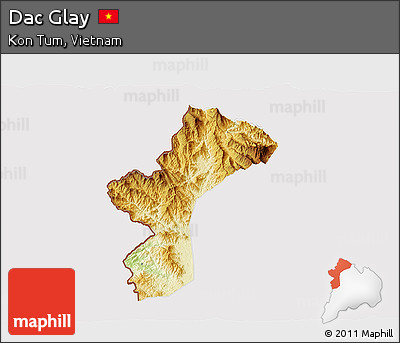 Physical 3D Map of Dac Glay, cropped outside