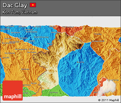 Physical 3D Map of Dac Glay, political outside