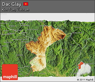 Physical 3D Map of Dac Glay, satellite outside