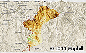Physical 3D Map of Dac Glay, shaded relief outside