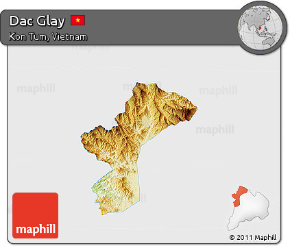 Physical 3D Map of Dac Glay, single color outside