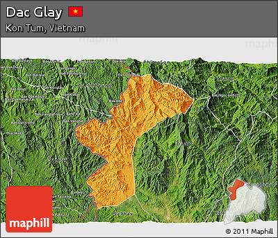 Political 3D Map of Dac Glay, satellite outside
